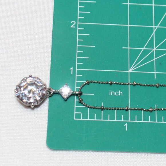 Large CZ and Silver Necklace and Earring Set - Picture 8 of 15